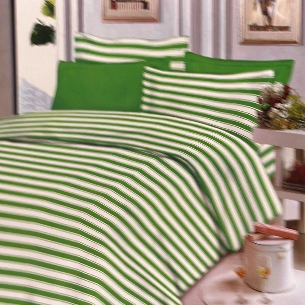 Transitional at Home 6pc King Sheet spring green with white stripes